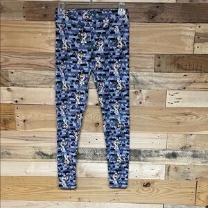 LuLaRoe size One Size (2-12) Geometric Blue Olaf Buttery Soft Stretchy Leggings